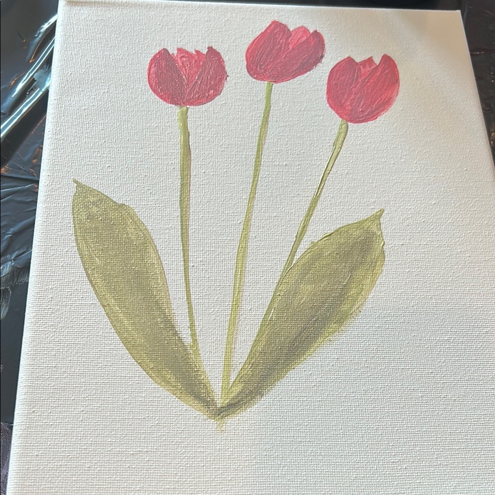 Floral Canvas Art with Red Tulips